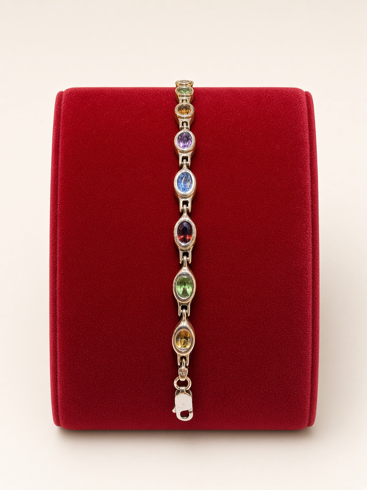 14KT Yellow Gold Multi-Gemstone Bracelet 6mm 7.5" – R219