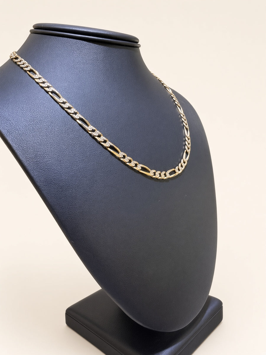 14K Two-Tone Gold Diamond-Cut Figaro Chain – 18" | 5mm | R1562