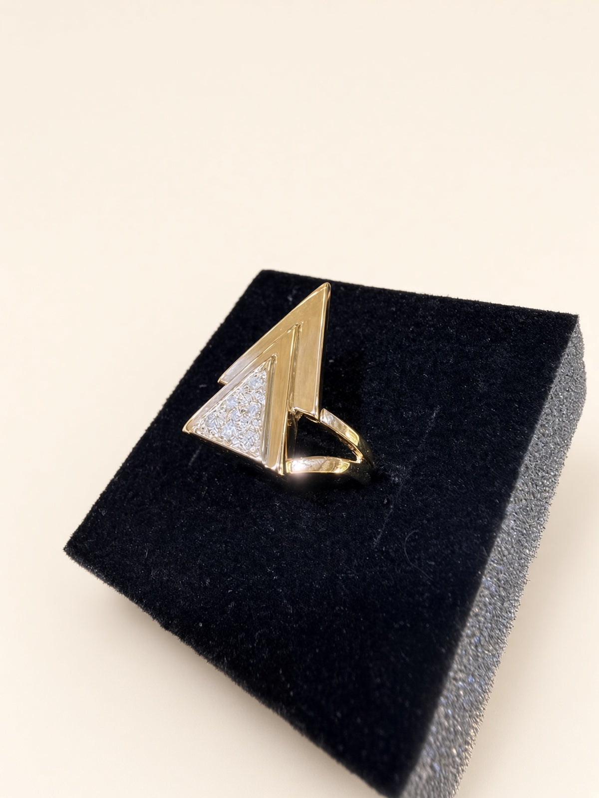 10K Yellow Gold Geometric Natural Diamond Ring | R1065
