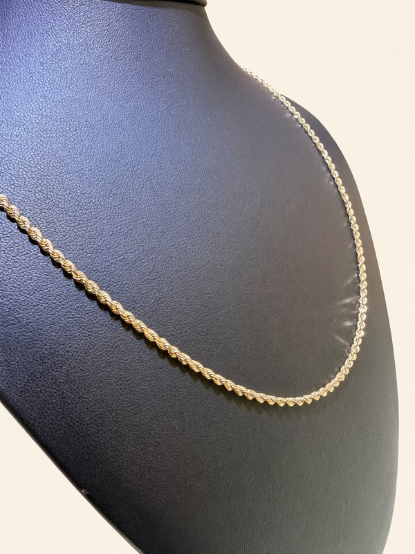 14K Yellow Gold Solid Rope Chain – 20" | 2.4mm | R1661