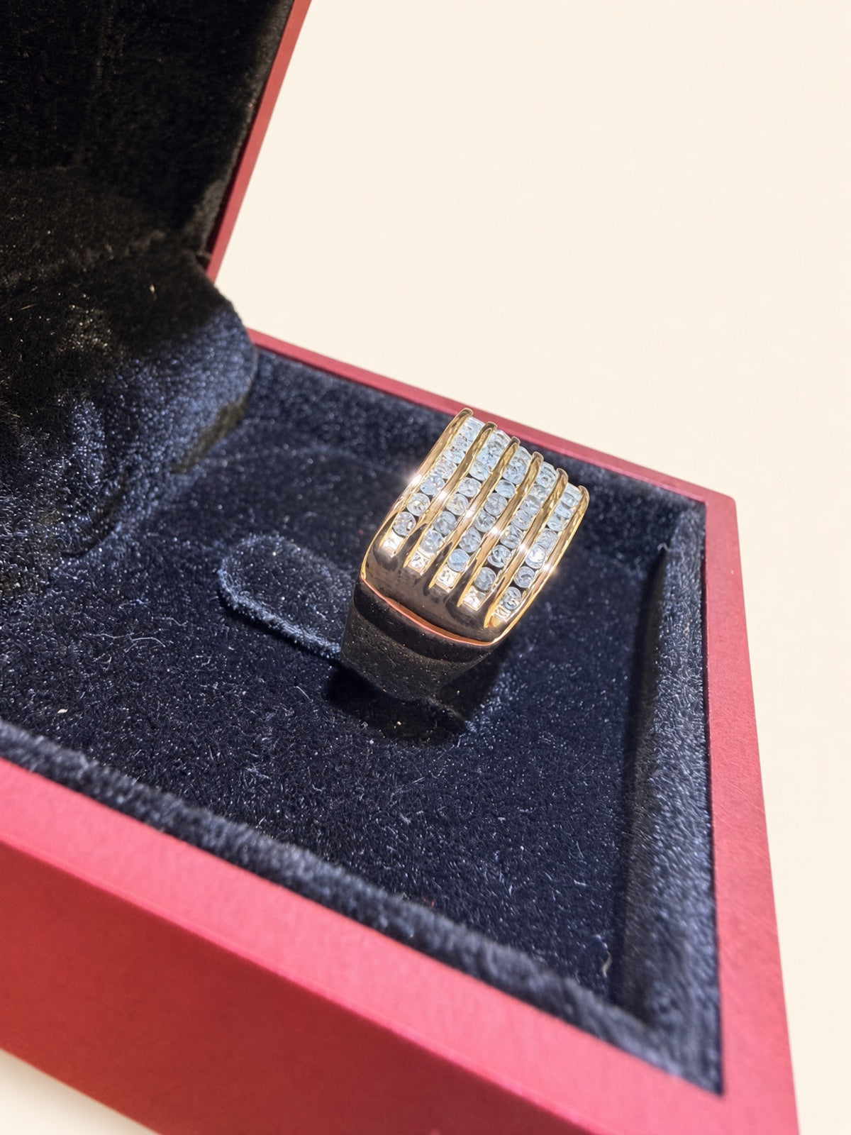10K Yellow Gold Thick Natural Diamond Band – 0.65 TCW | R1066