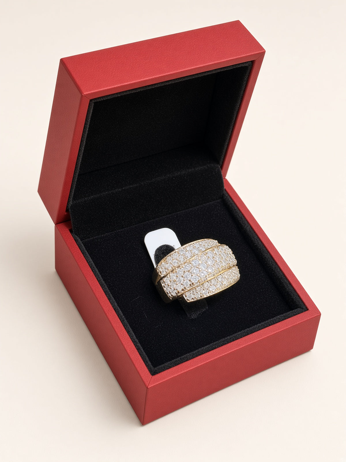 14K Yellow Gold Natural Diamond Wide Band Ring | R1070