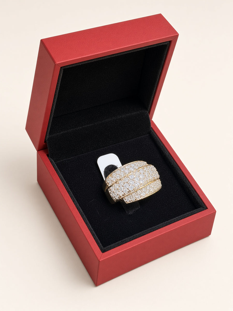 14K Yellow Gold Natural Diamond Wide Band Ring | R1070