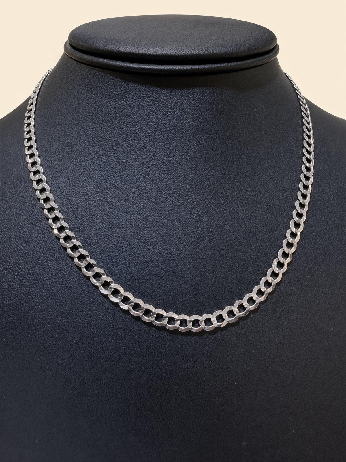 14K White Gold Curb Link Chain – 16" | 4.8mm | R1569