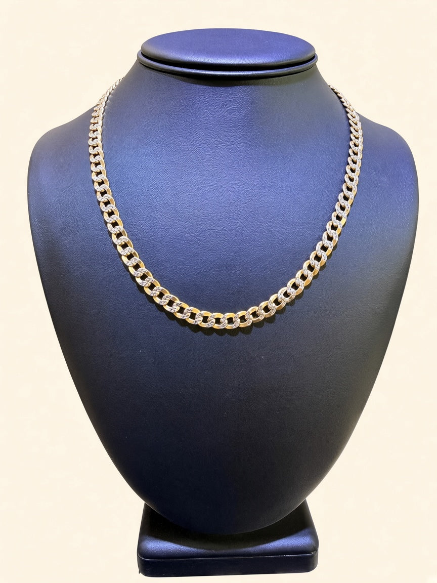 10K Yellow Gold Diamond-Cut Curb Link Chain – 18" | 6.5mm | R2261
