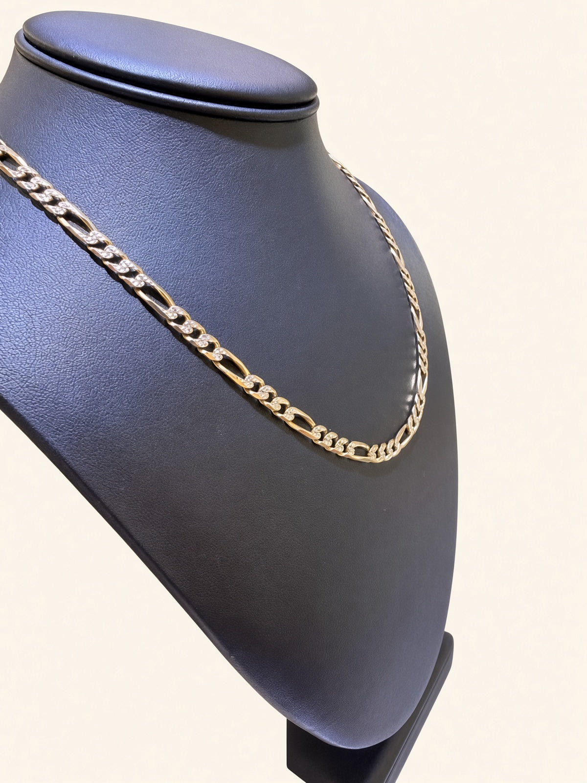 14K Two-Tone Gold Diamond-Cut Figaro Chain – 18" | 5mm | R1562