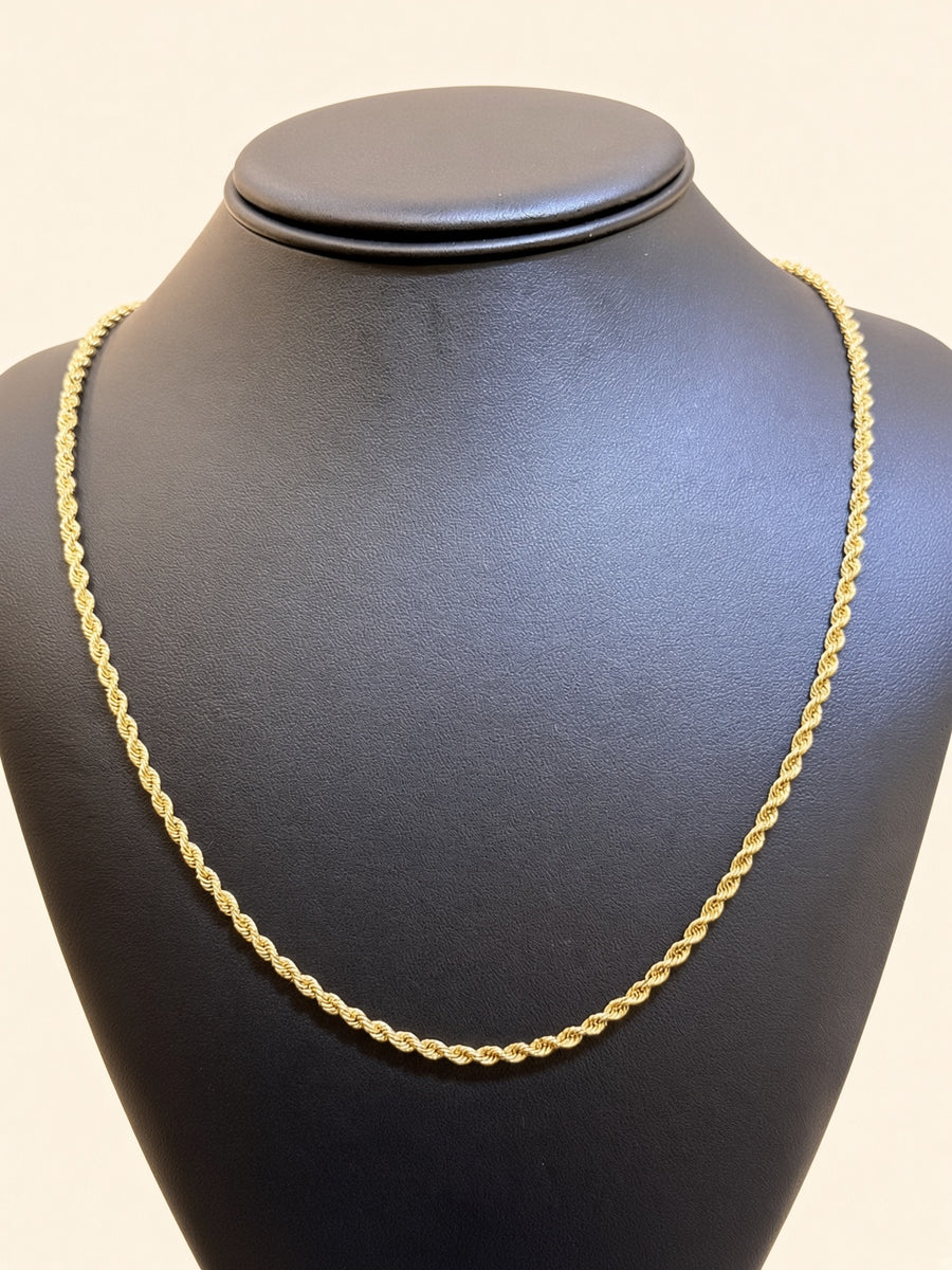 14K Yellow Gold Rope Chain – 24" 3mm | R1651