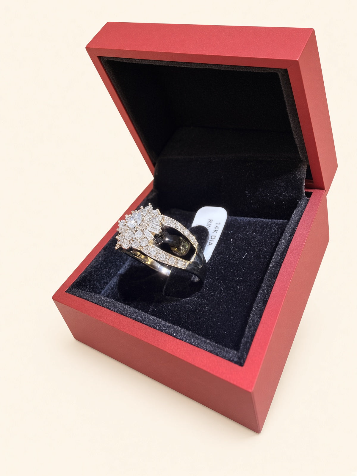 14K White Gold Natural Diamond & Onyx Ring | R1073
