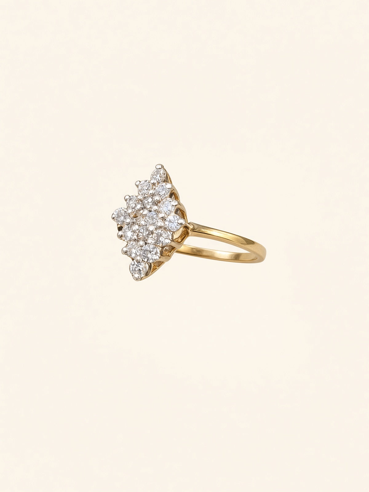 14K Yellow Gold Natural Diamond Cluster Ring – | R1159