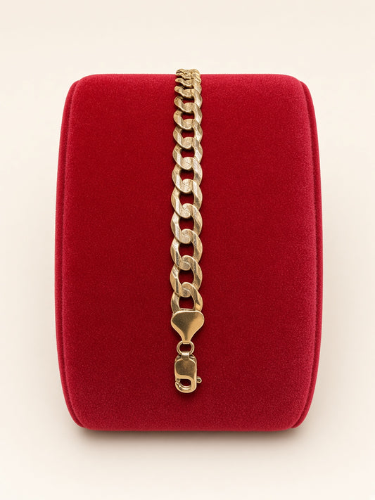 10K Yellow Gold Solid Curb Bracelet 9mm 7.5" – R2235