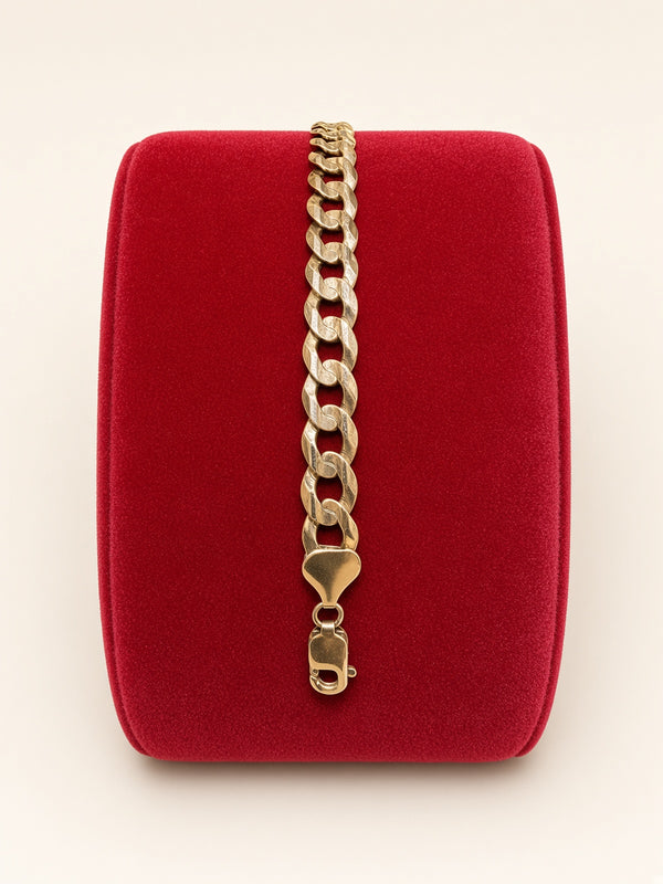 10K Yellow Gold Solid Curb Bracelet 9mm 7.5" – R2235