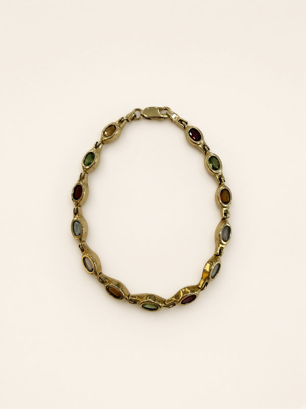 14KT Yellow Gold Multi-Gemstone Bracelet 6mm 7.5" – R219