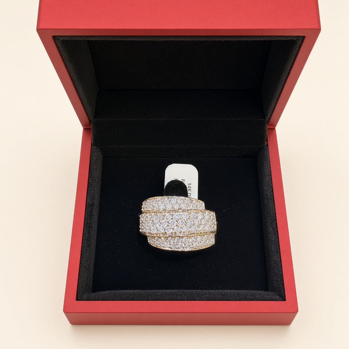 14K Yellow Gold Natural Diamond Wide Band Ring | R1070