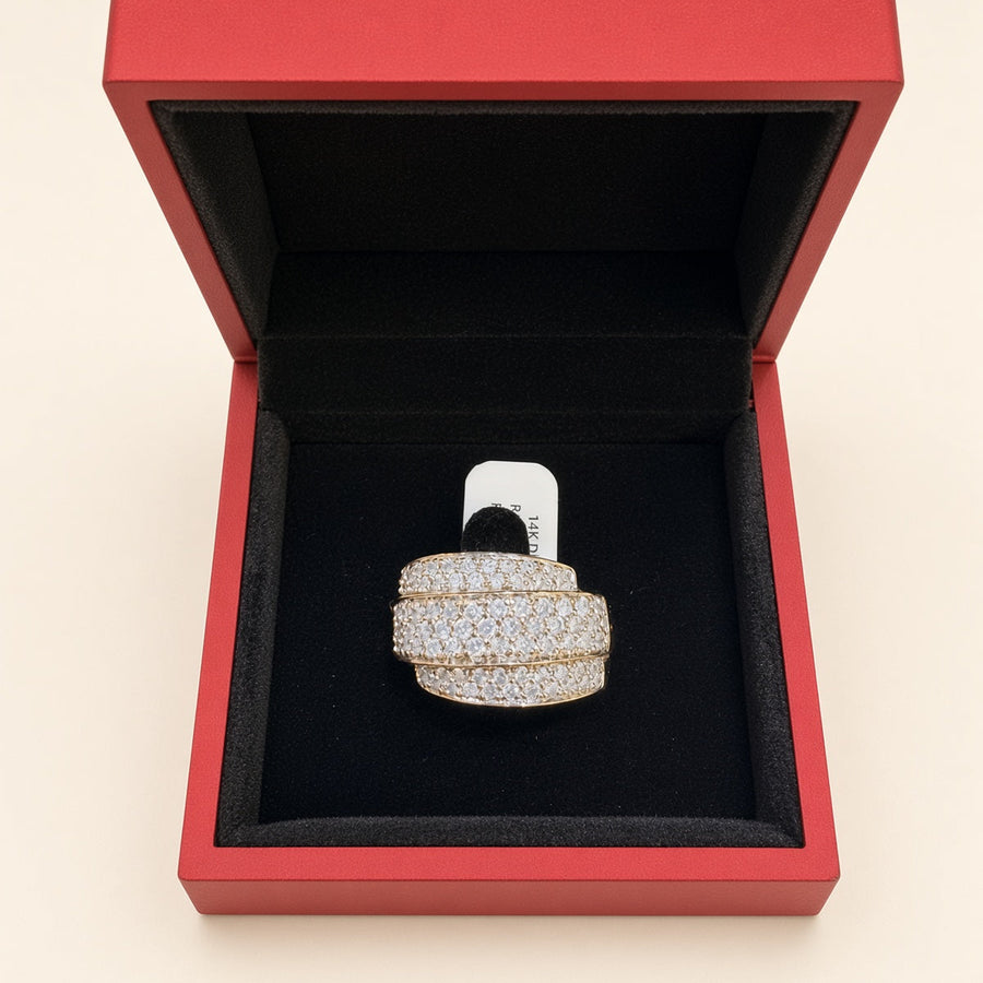 14K Yellow Gold Natural Diamond Wide Band Ring | R1070