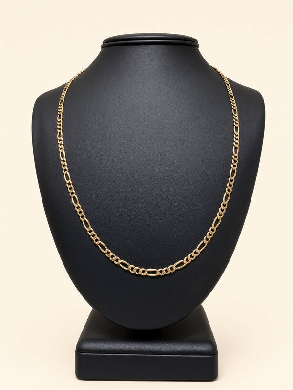 14K Yellow Gold Figaro Link Chain – 25" | 3.8mm | R1611