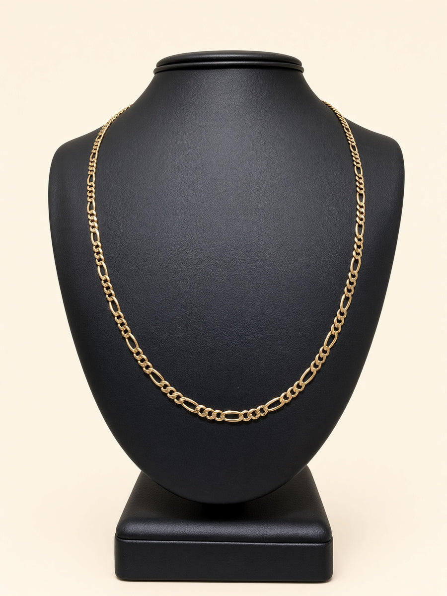 14K Yellow Gold Figaro Link Chain – 25" | 3.8mm | R1611