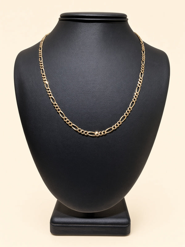 14K Yellow Gold Figaro Link Chain – 19" | 3.8mm | R1607