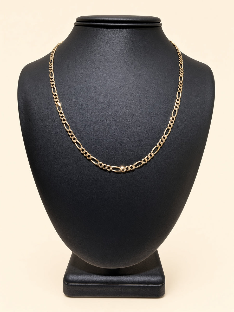 14K Yellow Gold Figaro Link Chain – 19" | 3.8mm | R1607