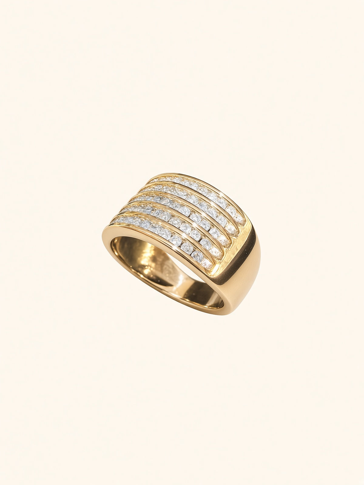 10K Yellow Gold Thick Natural Diamond Band – 0.65 TCW | R1066