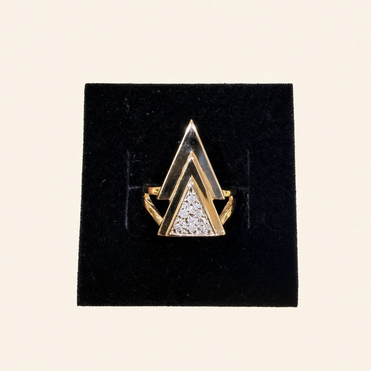 10K Yellow Gold Geometric Natural Diamond Ring | R1065
