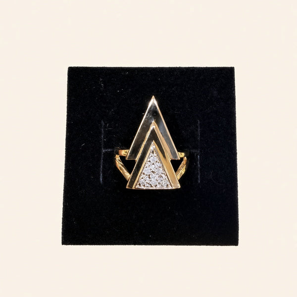 10K Yellow Gold Geometric Natural Diamond Ring | R1065