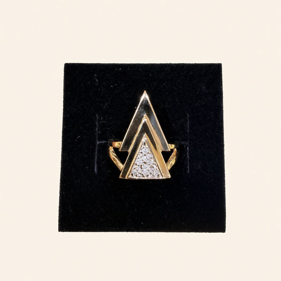 10K Yellow Gold Geometric Natural Diamond Ring | R1065