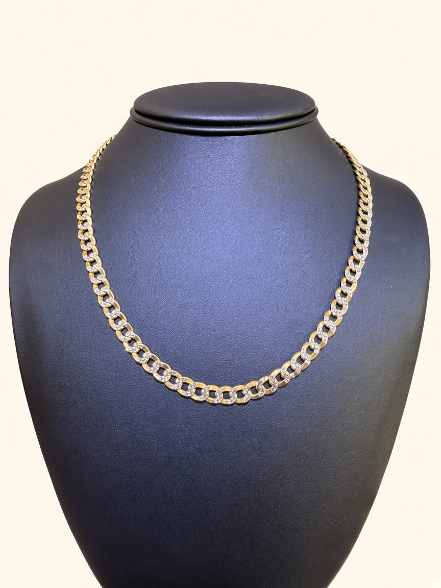 10K Yellow Gold Diamond-Cut Curb Link Chain – 18" | 6.5mm | R2261