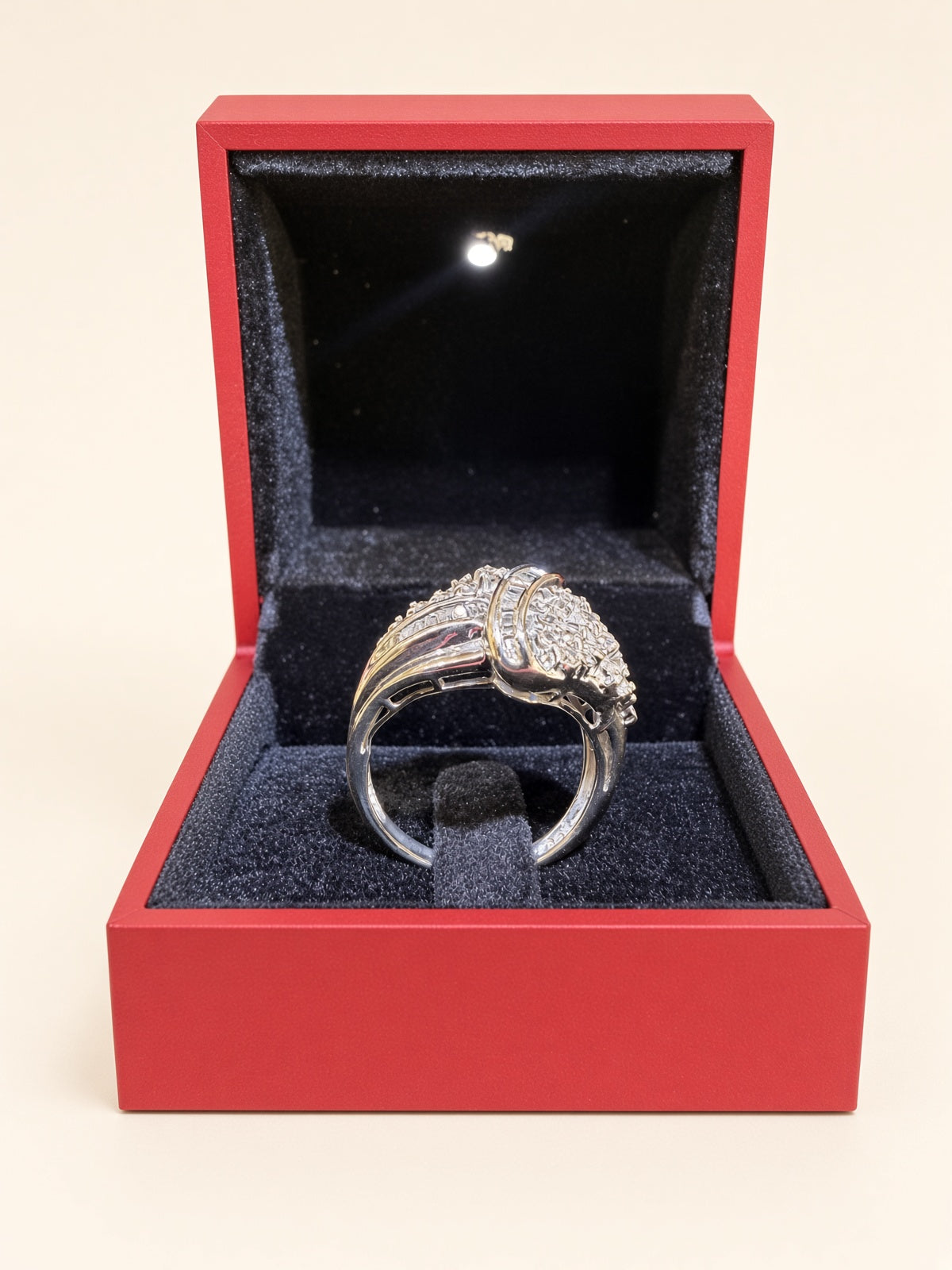10K White Gold Natural Diamond Statement Ring | R1087