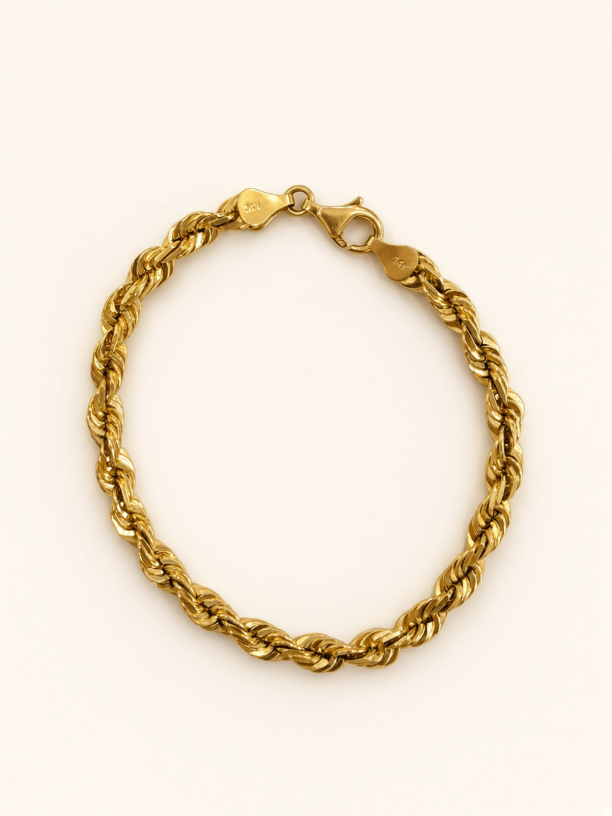 14KT Yellow Gold Solid Rope Bracelet 5.5mm 8" – R192