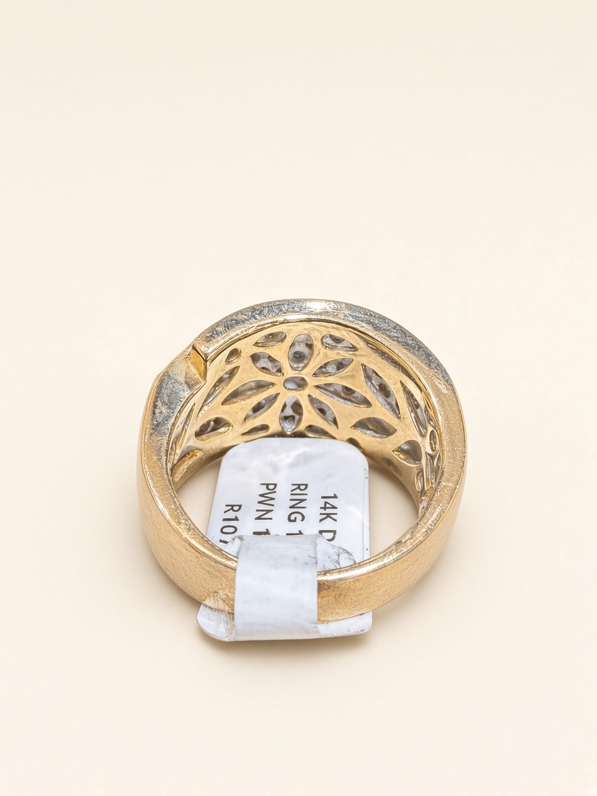 14K Yellow Gold Natural Diamond Wide Band Ring | R1070