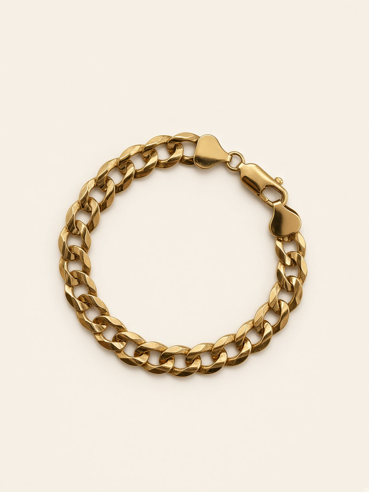 10K Yellow Gold Solid Curb Bracelet 9mm 7.5" – R2235