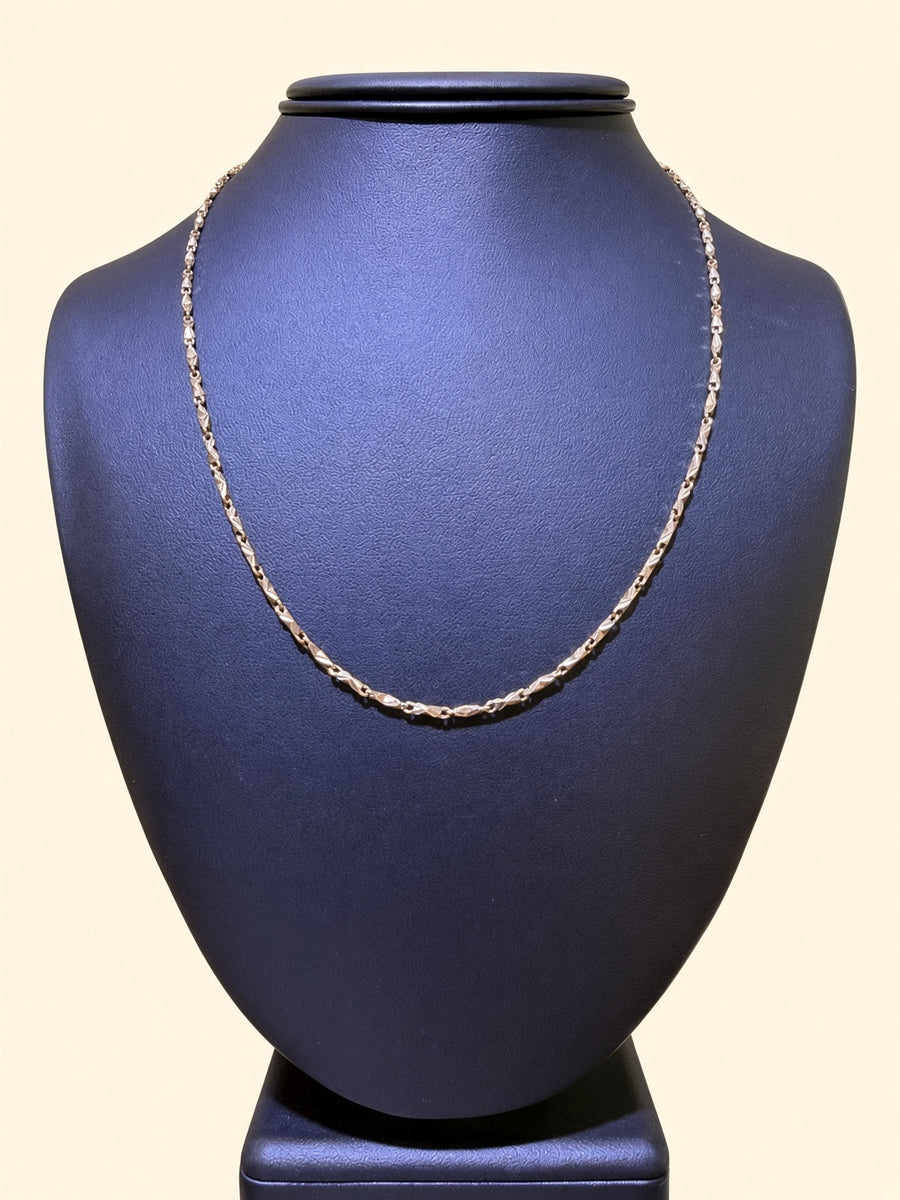 10K Yellow Gold Fancy Bar Link Chain – 19" | 2mm | R1628
