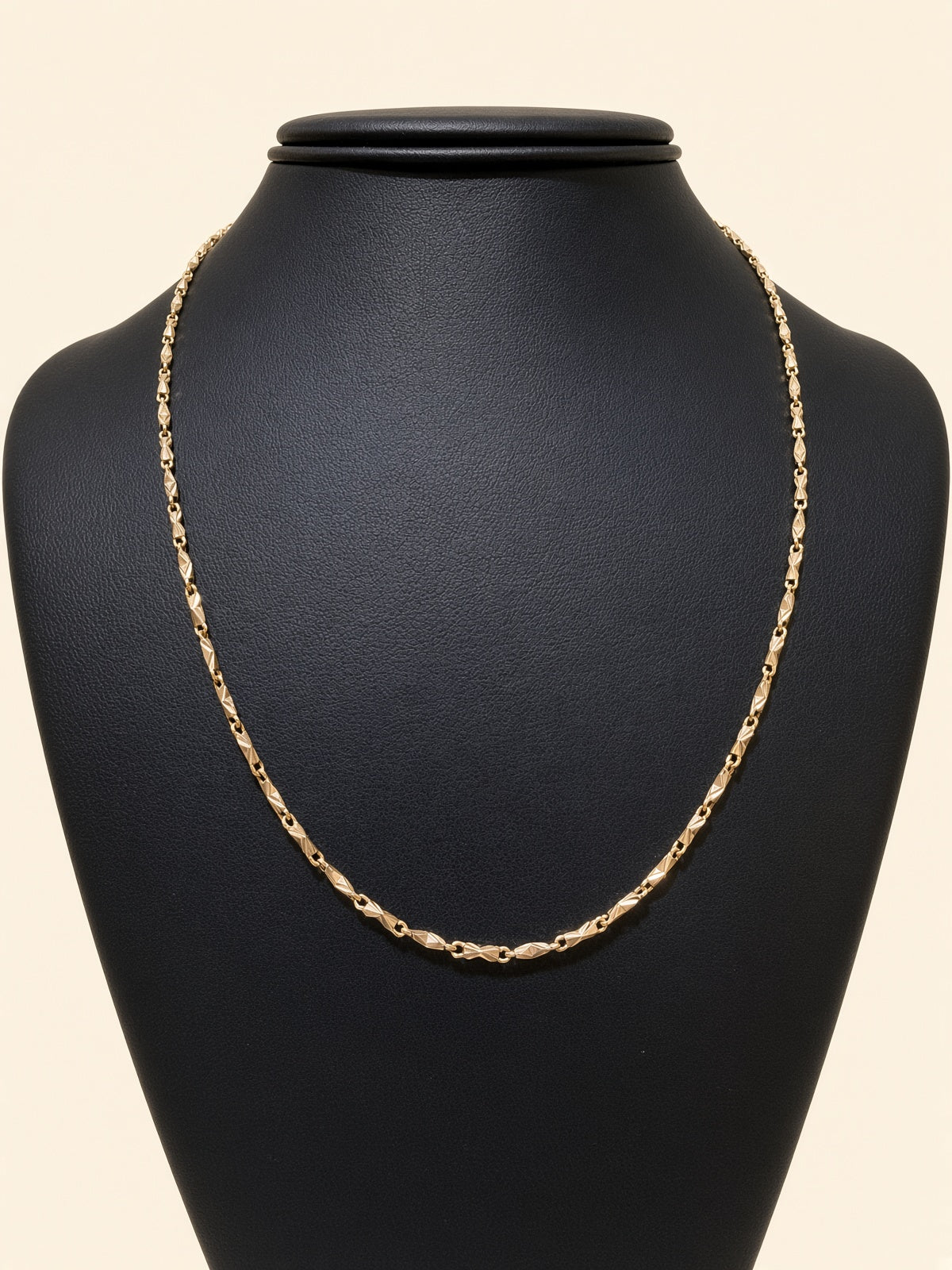 10K Yellow Gold Fancy Bar Link Chain – 19" | 2mm | R1628