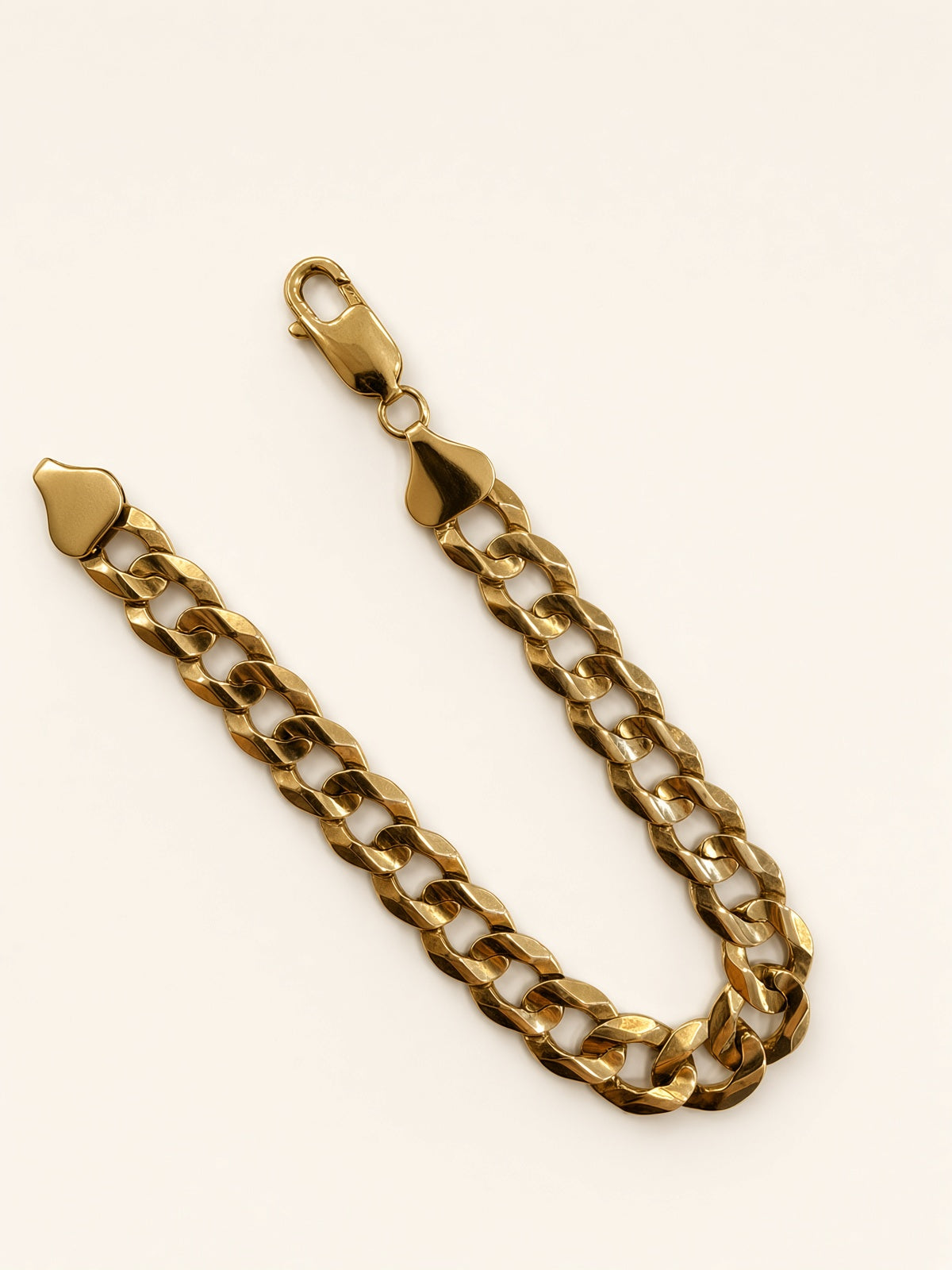 10K Yellow Gold Solid Curb Bracelet 9mm 7.5" – R2235
