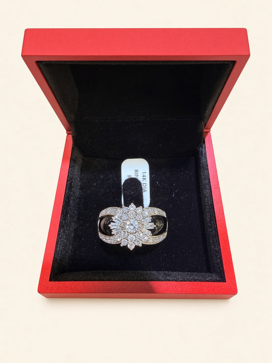 14K White Gold Natural Diamond & Onyx Ring | R1073