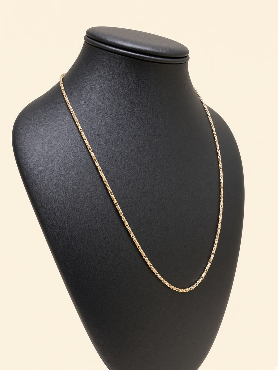 10K Yellow Gold Fancy Bar Link Chain – 19" | 2mm | R1628