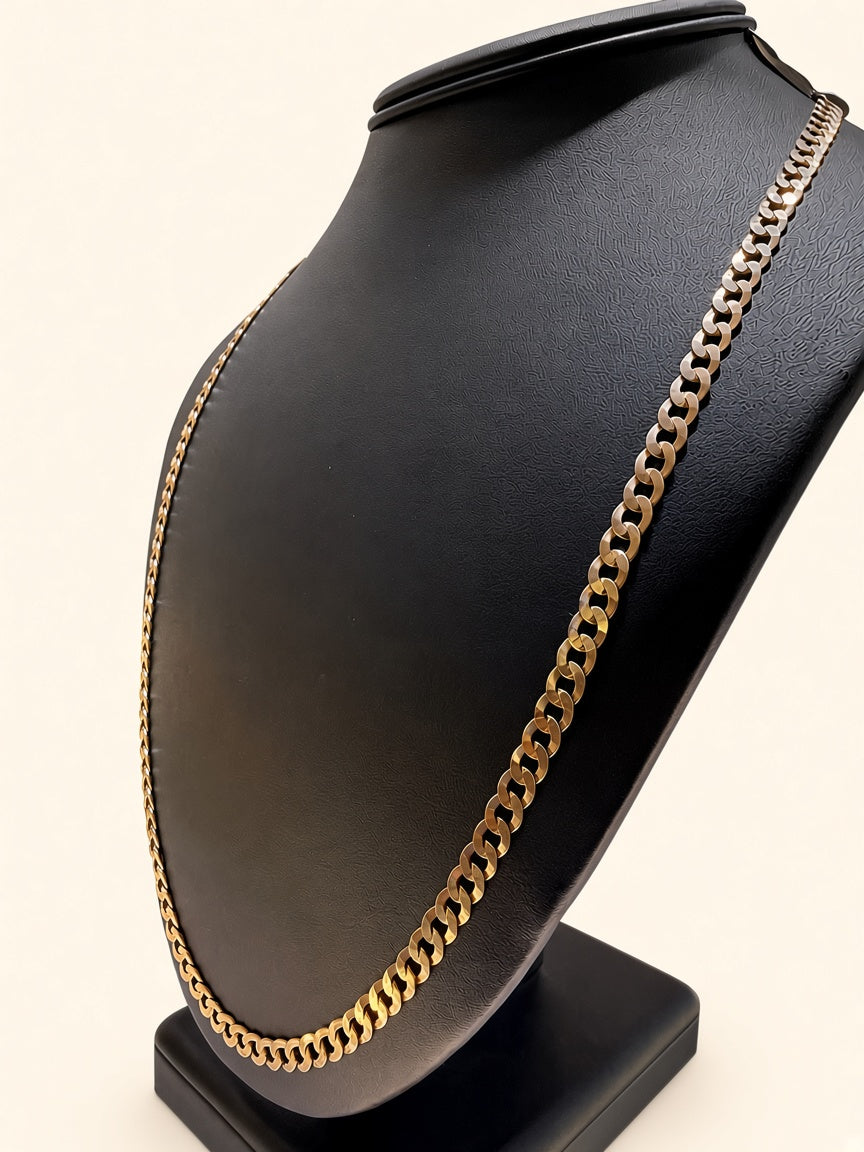 10K Yellow Gold Flat Curb Link Chain – 22" | 5.5mm