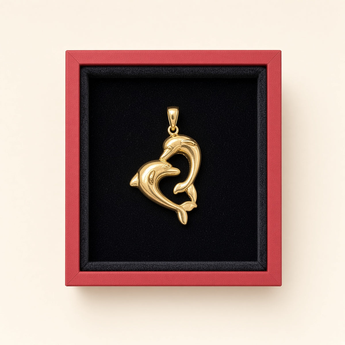 14K Yellow Gold Love Dolphins Charm – R713