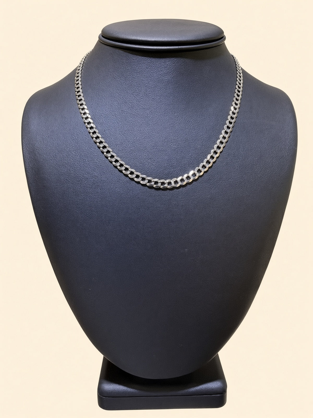 14K White Gold Curb Link Chain – 16" | 4.8mm | R1569