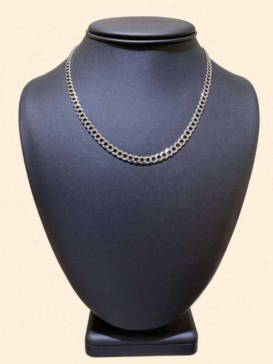 14K White Gold Curb Link Chain – 16" | 4.8mm | R1569