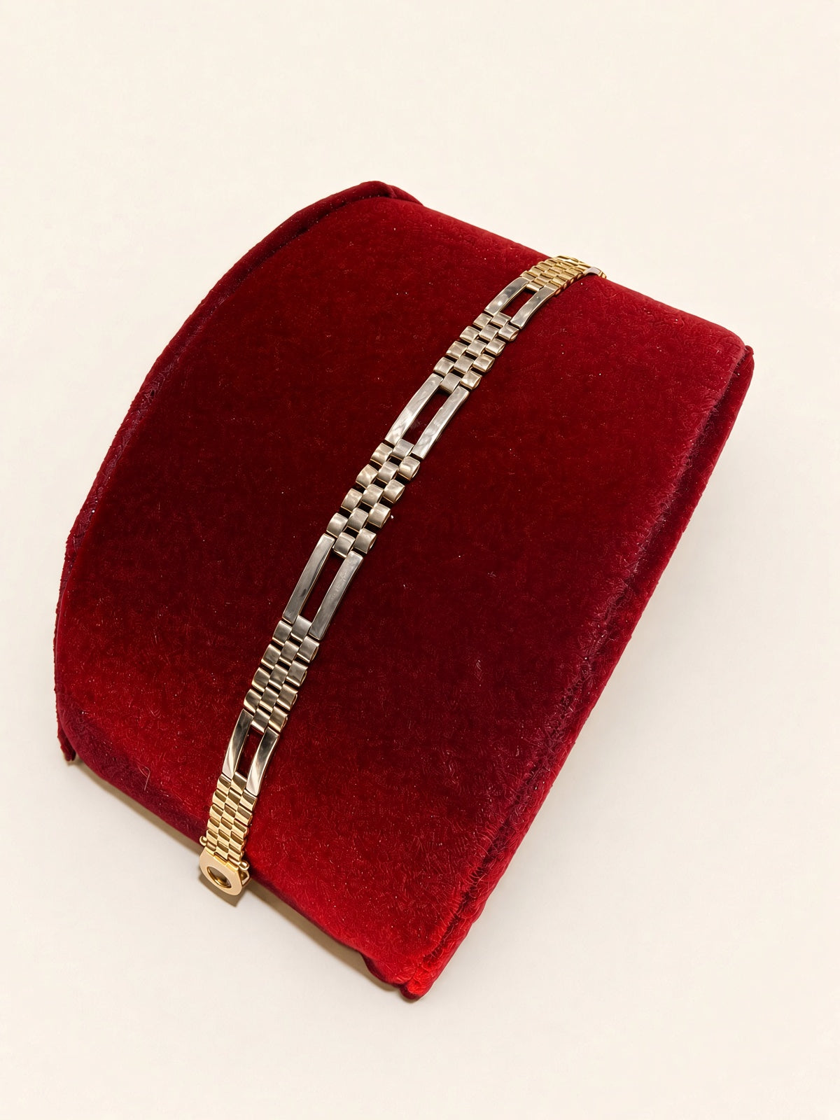 14KT Yellow Gold Two-Tone Watch Link Style Bracelet 6.4mm 8" – R220