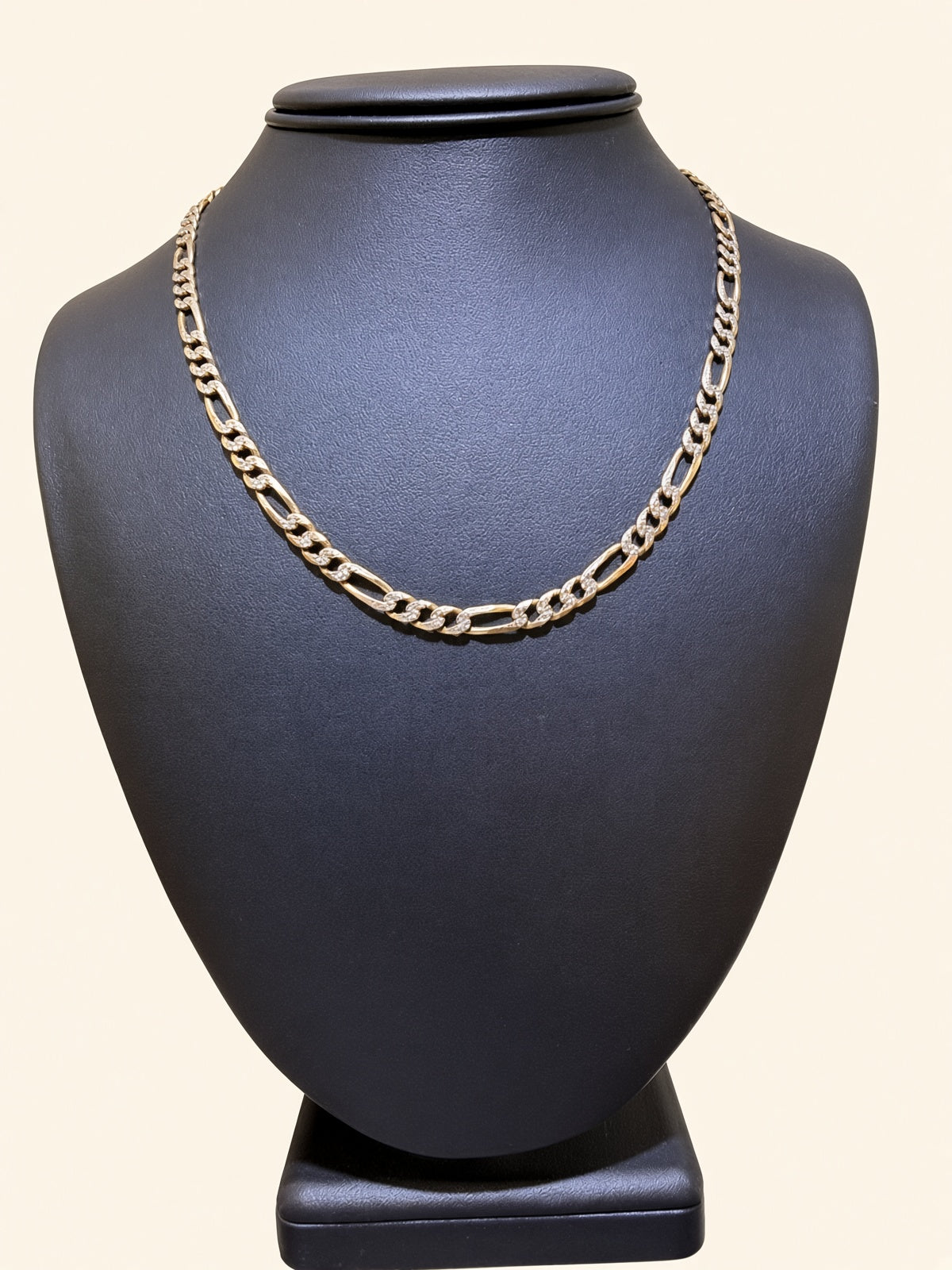 14K Two-Tone Gold Diamond-Cut Figaro Chain – 18" | 5mm | R1562