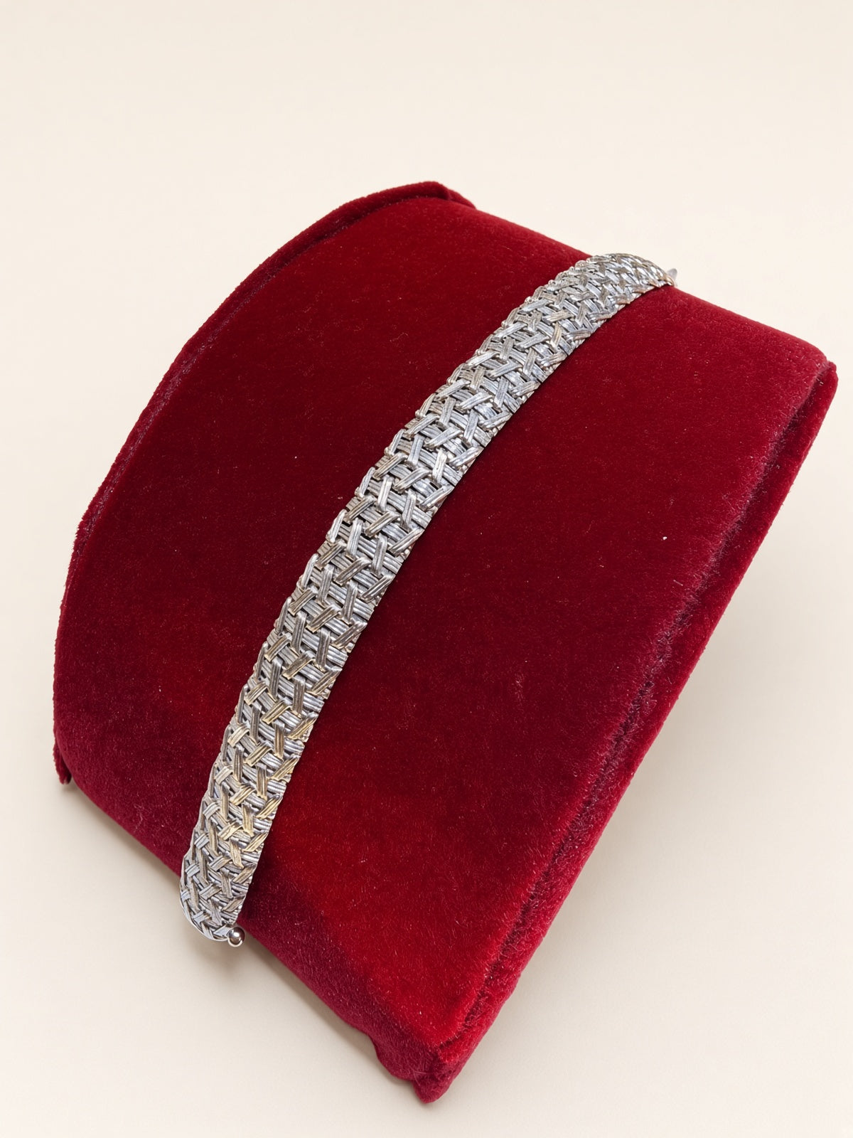 10KT White Gold Wheat Bracelet 10mm 7.5" – R162