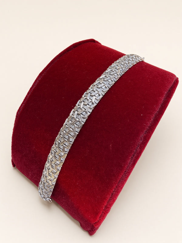 10KT White Gold Wheat Bracelet 10mm 7.5" – R162