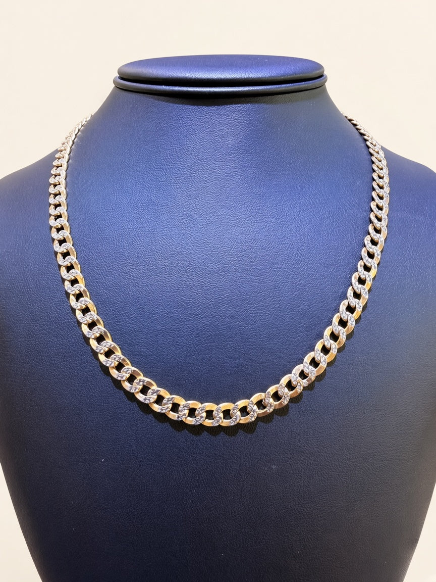 10K Yellow Gold Diamond-Cut Curb Link Chain – 18" | 6.5mm | R2261