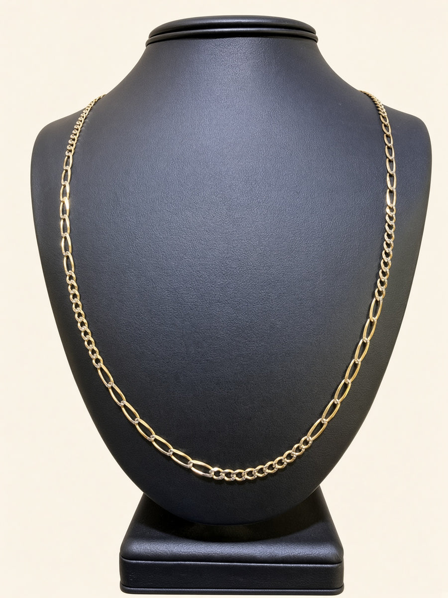 10K Yellow Gold Fancy Figaro Chain – 26" | 4mm | R2297