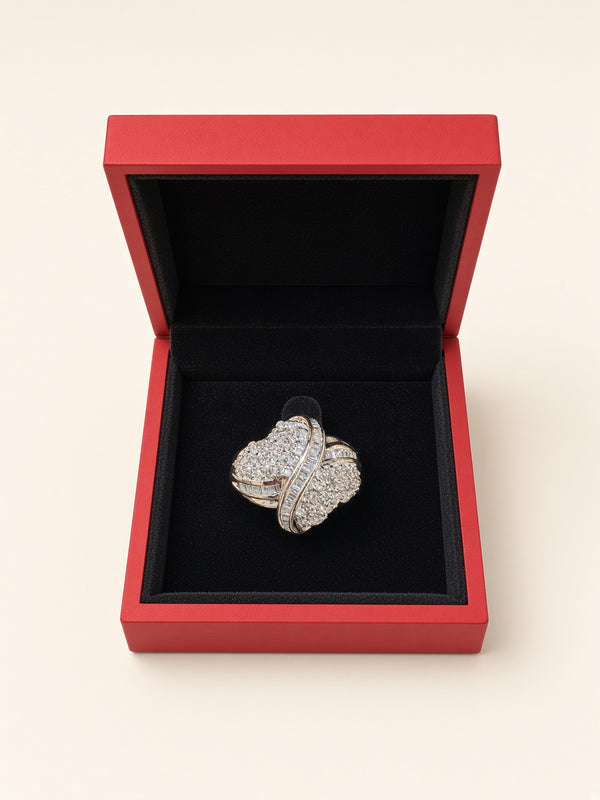 10K White Gold Natural Diamond Statement Ring | R1087