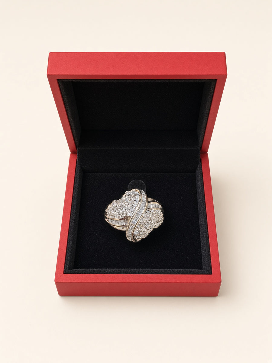 10K White Gold Natural Diamond Statement Ring | R1087