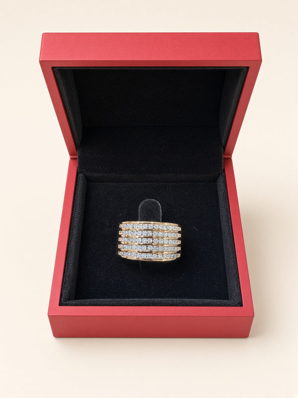 10K Yellow Gold Thick Natural Diamond Band – 0.65 TCW | R1066