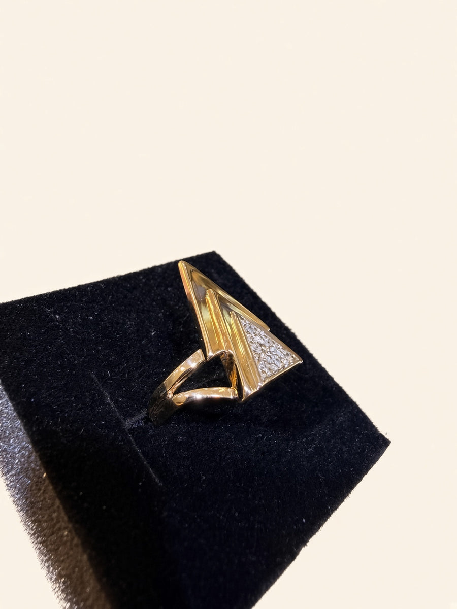 10K Yellow Gold Geometric Natural Diamond Ring | R1065